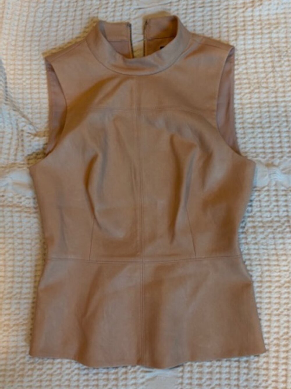 BCBG Faux Leather Pink Sleeveless Blouse Size small